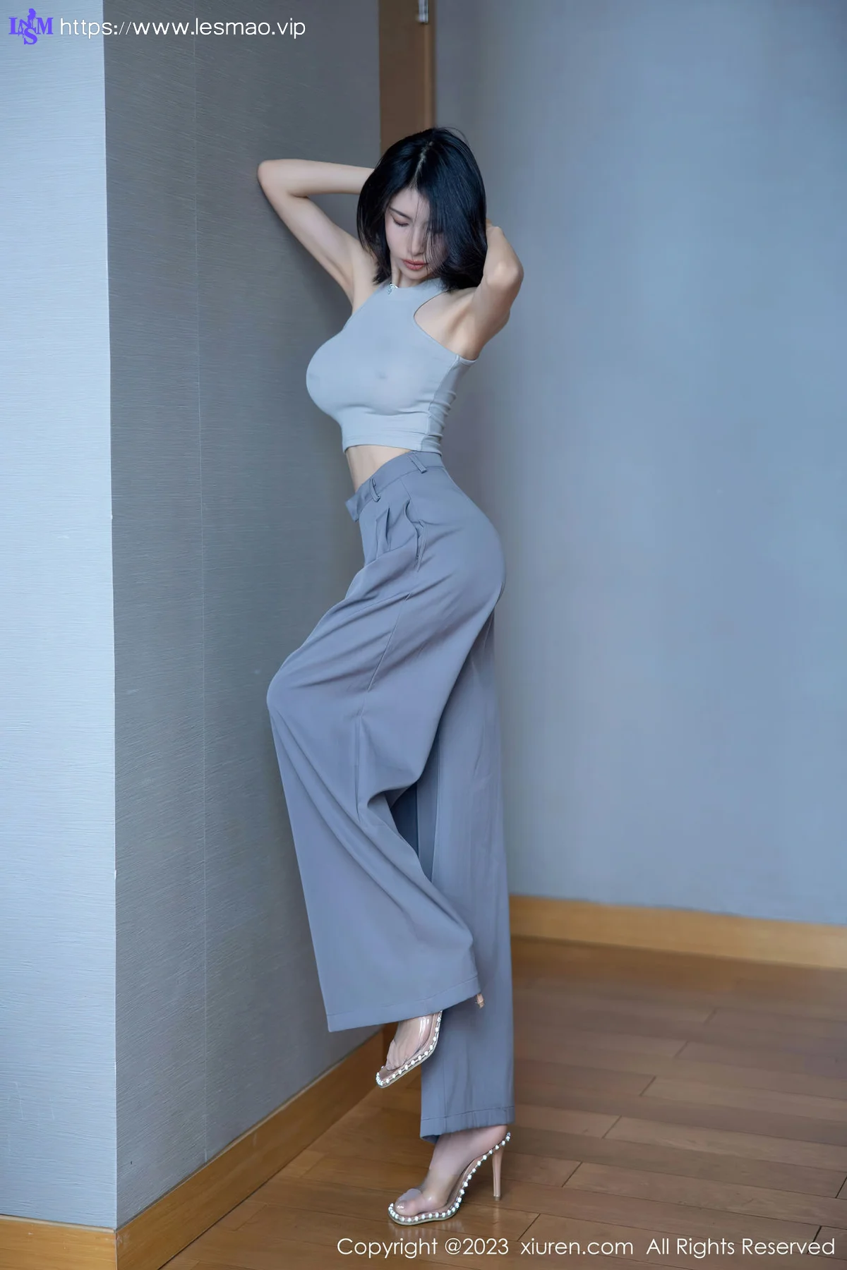 XiuRen 秀人 No.6552 lingyu69 蓝灰色短款上衣写真3 - 3