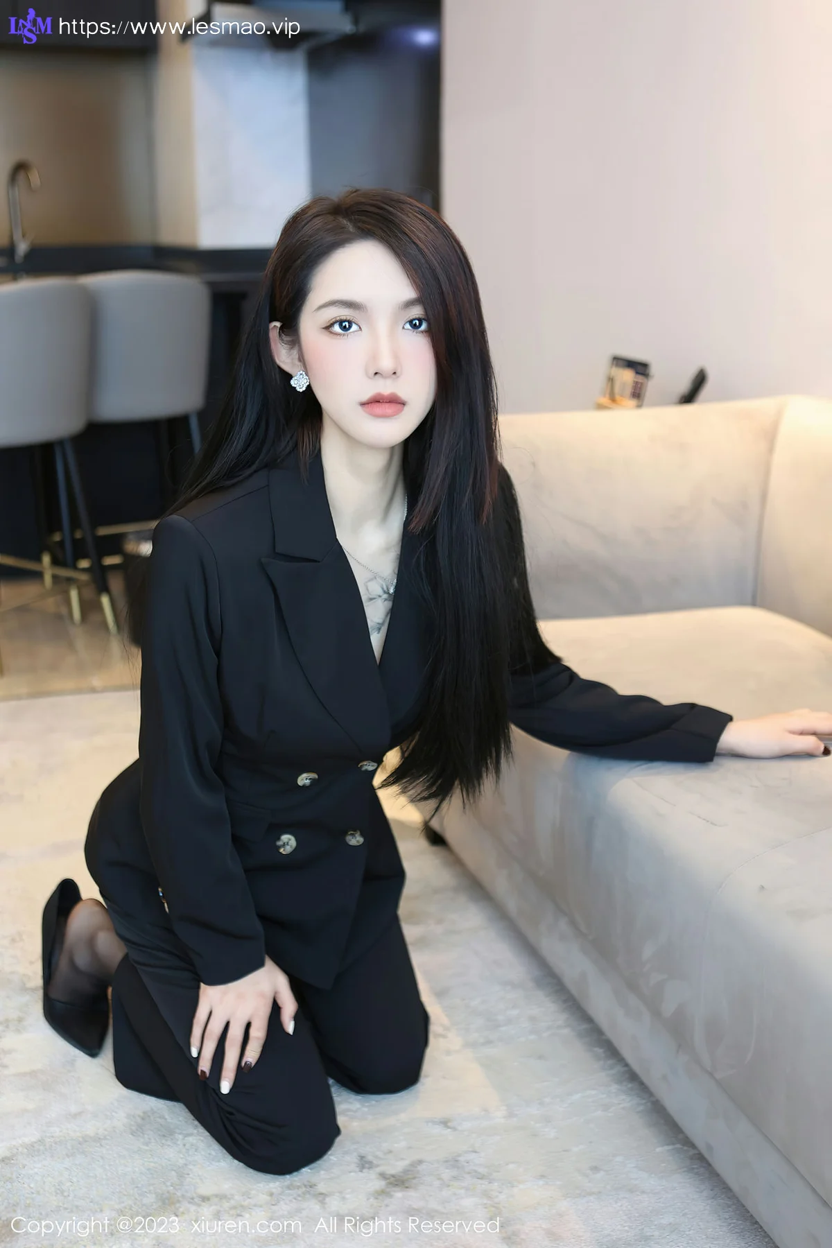 XiuRen 秀人 No.6576 乔一一 紫灰色蕾丝写真 - 8
