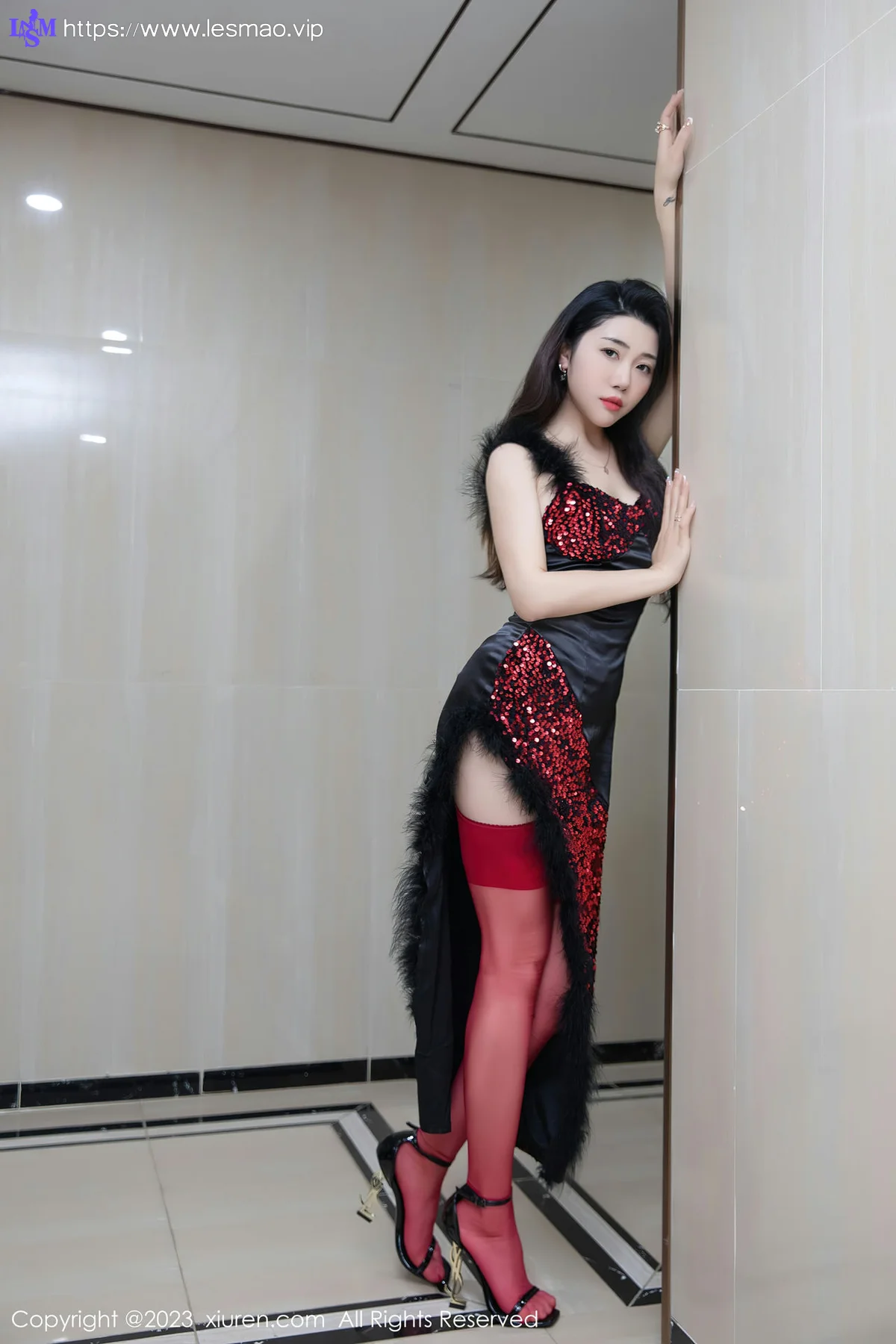 XiuRen 秀人 No.6587 严利娅Yuliya 红色蕾丝情趣内衣性感写真33 - 8