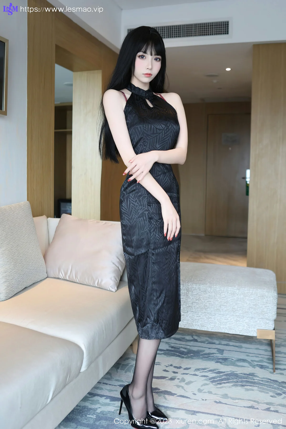XiuRen 秀人 No.6666 江七七 深色旗袍服饰首套写真3 - 3
