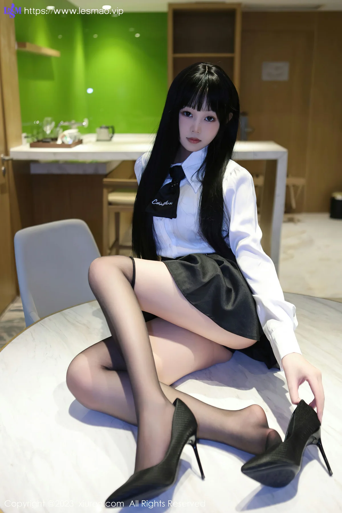 XiuRen 秀人 No.6685 早川京子 黑色情趣内衣性感写真 - 5
