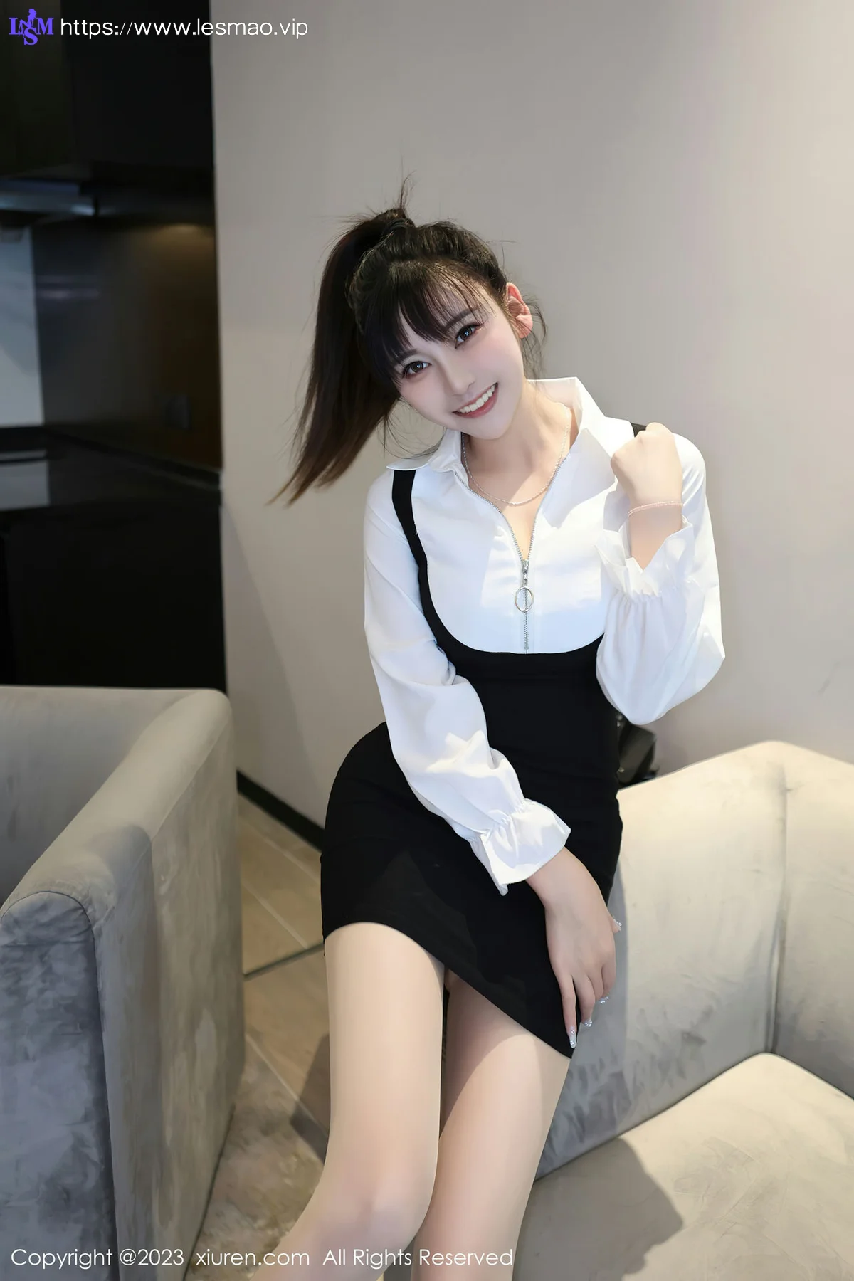 XiuRen 秀人 No.6700 夏希 首套写真 蓝灰色蕾丝内衣2 - 3