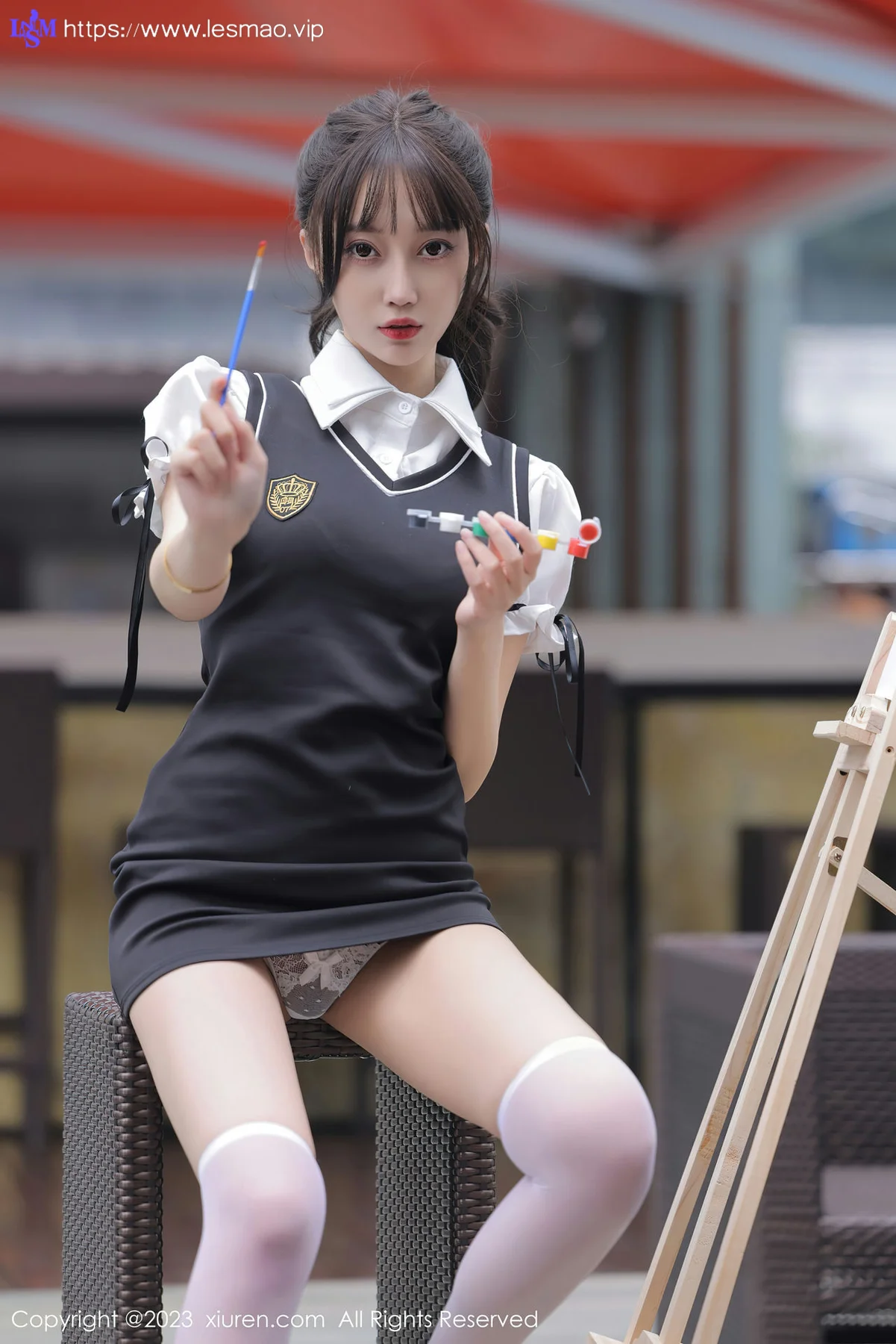 XiuRen 秀人 No.6889 玥儿玥er 黑色背带裙广州旅拍1 - 8