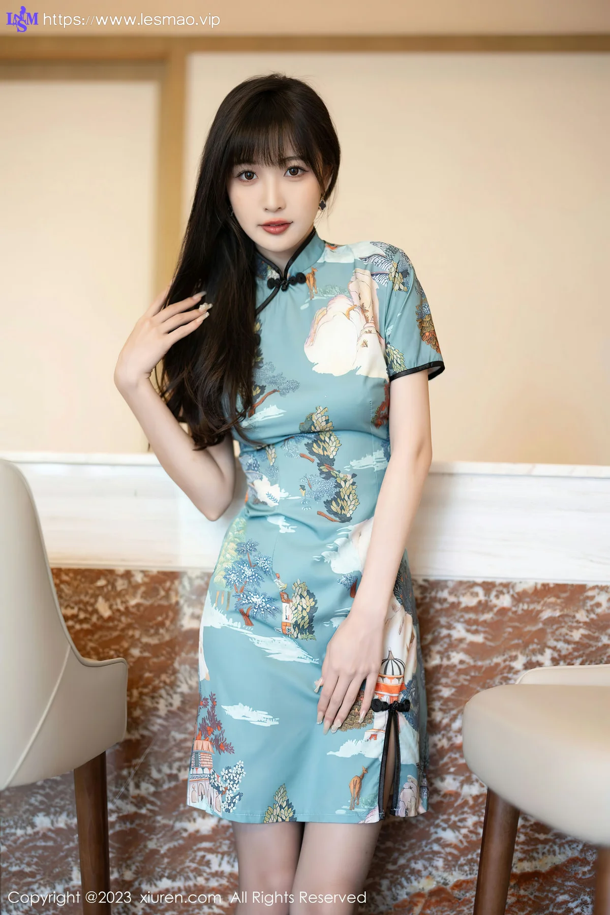 XiuRen 秀人 No.6953 林星阑 绿色旗袍性感写真3 - 4