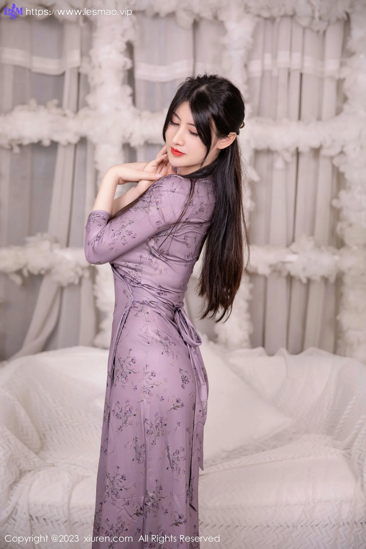 XiuRen 秀人 No.7126 诗诗kiki 紫色连夜长裙性感写真 - 2