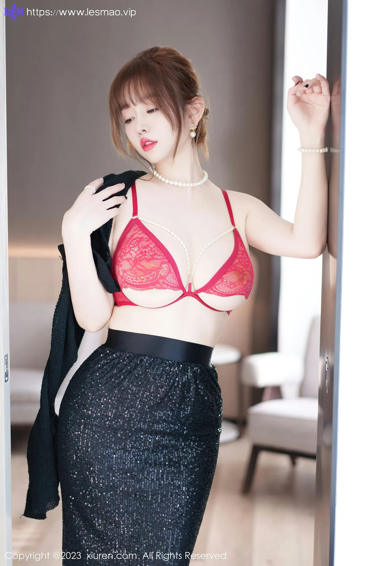 XiuRen 秀人 No.7156  王雨纯 红色蕾丝内衣性感写真1 - 4