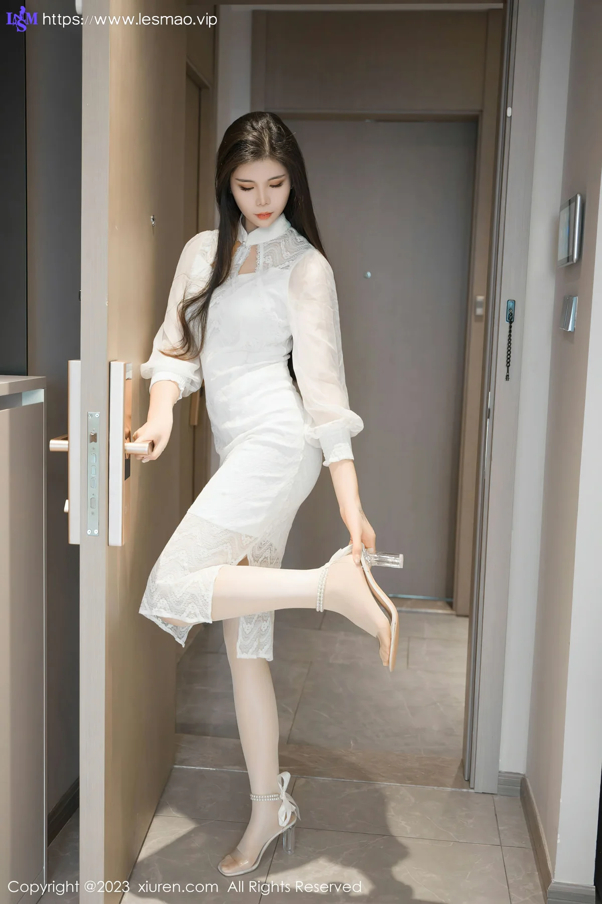 XiuRen 秀人 No.7559 雪糕CiCi 白色旗袍服饰性感写真2 - 10