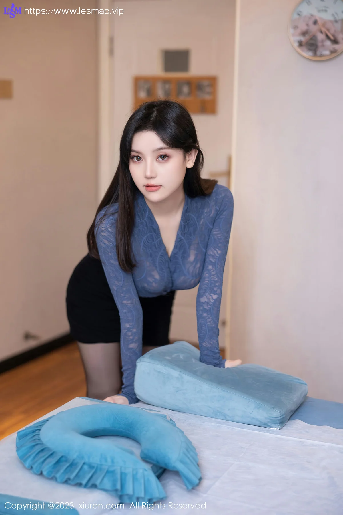 XiuRen 秀人 No.7720  豆瓣酱 蓝色薄纱上衣性感写真111 - 3