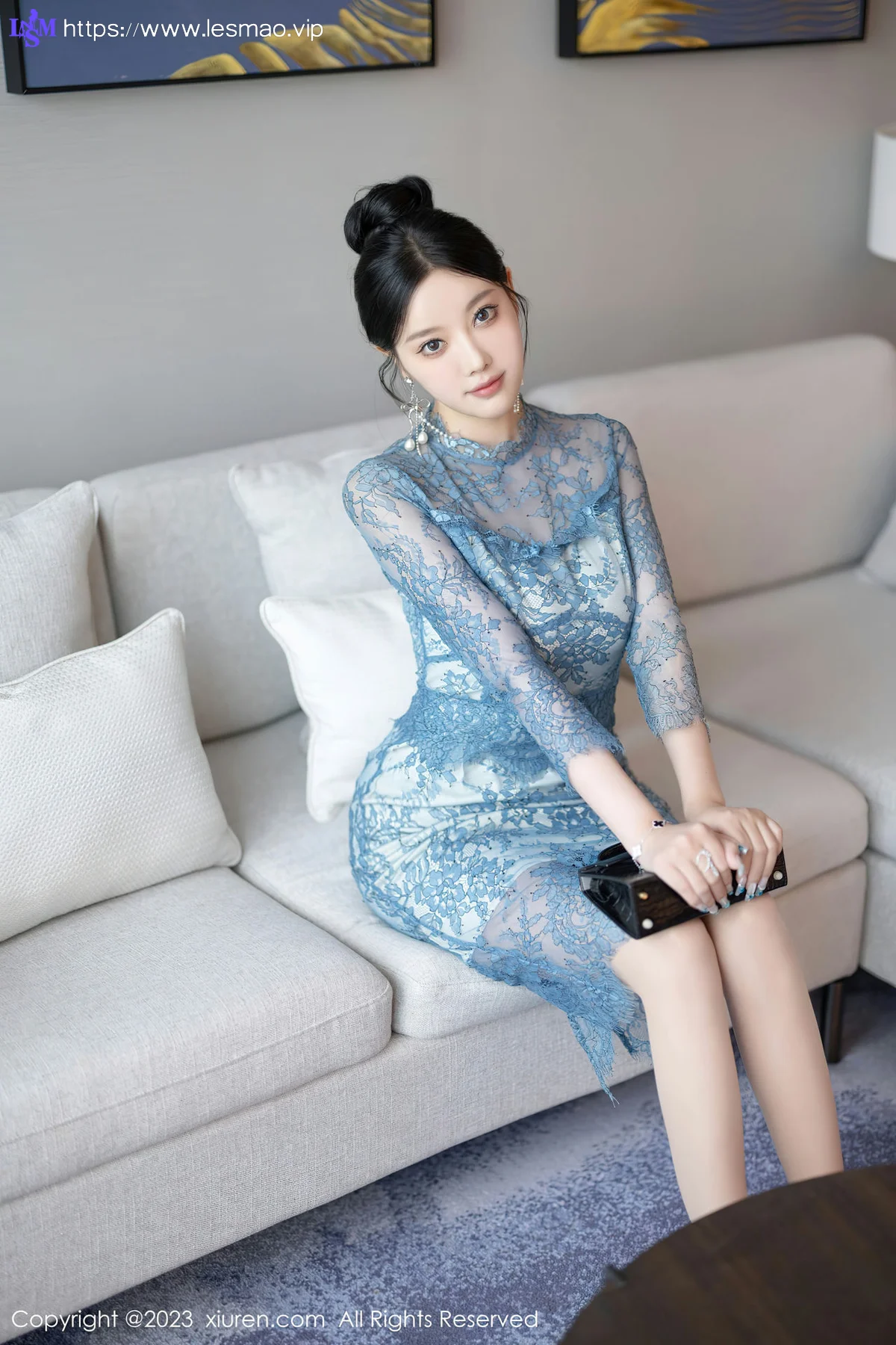 XiuRen 秀人 No.7732  杨晨晨Yome 灰色薄纱旗袍性感写真11 - 1