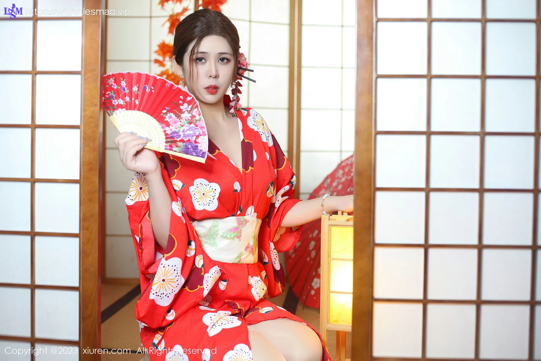 XiuRen 秀人 No.7736  月野兔美妞 红色和服性感写真 - 5