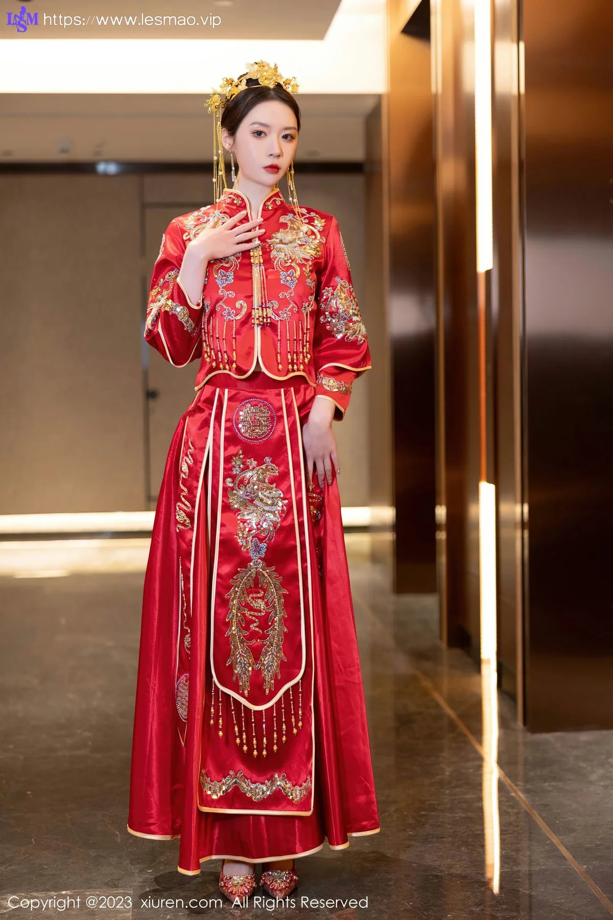 XiuRen 秀人 No.7766  梦心玥 红色中式婚服安吉旅拍111 - 1