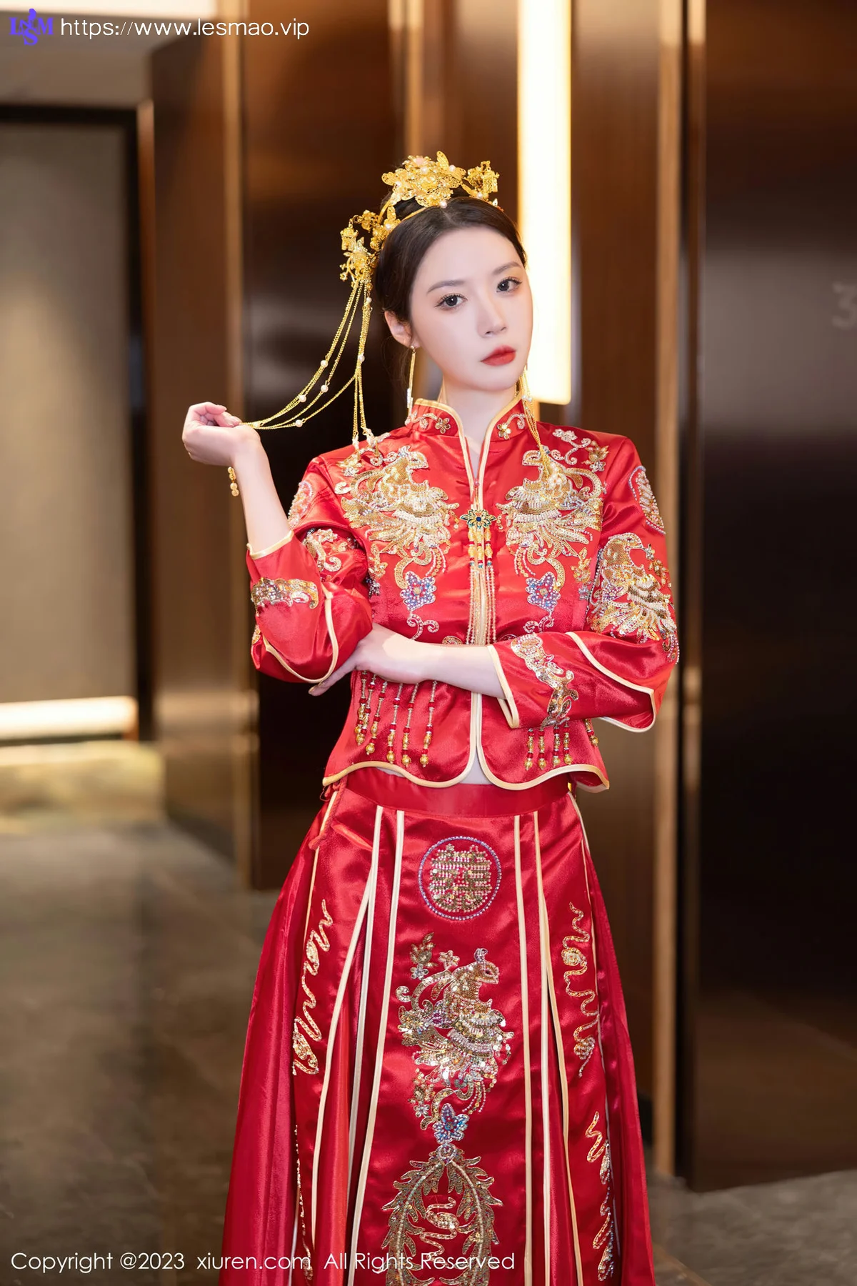 XiuRen 秀人 No.7766  梦心玥 红色中式婚服安吉旅拍111 - 2