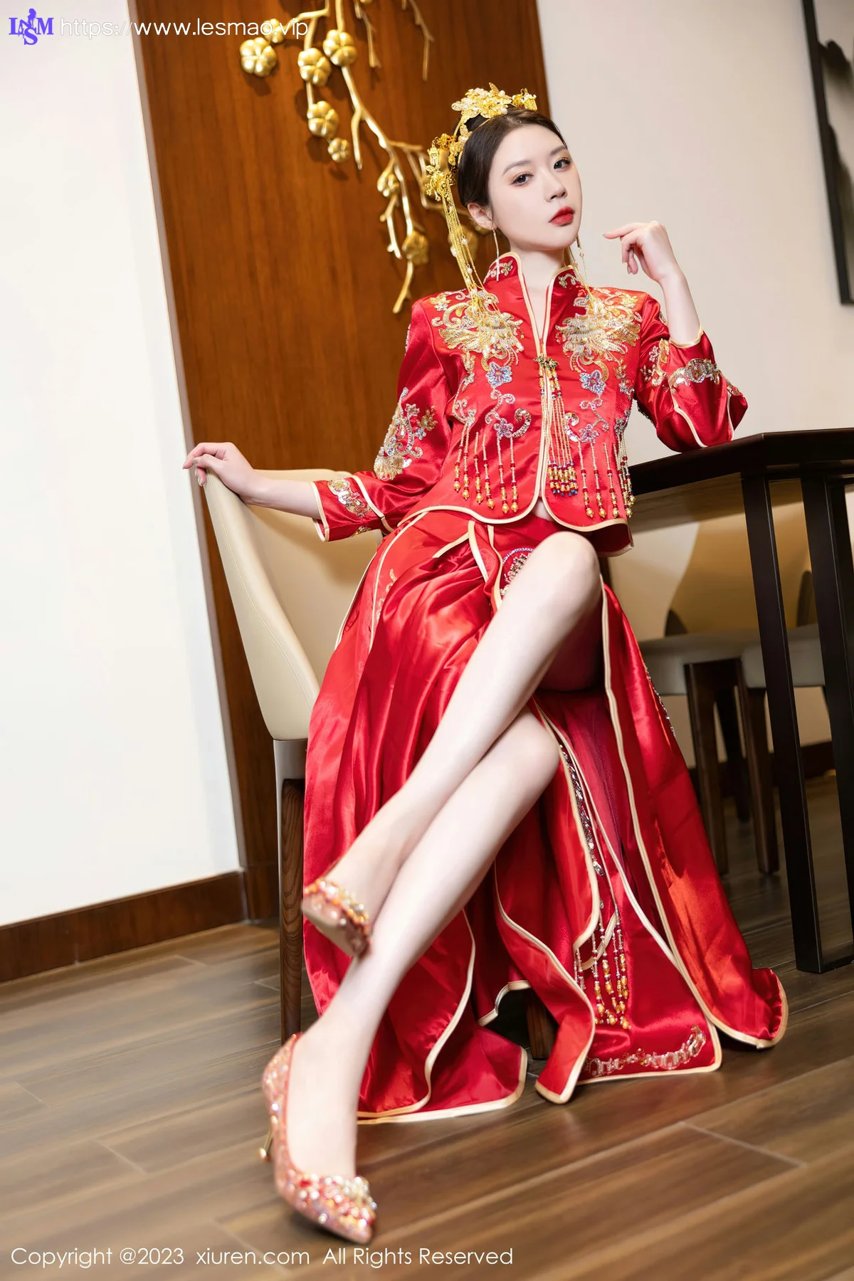 XiuRen 秀人 No.7766  梦心玥 红色中式婚服安吉旅拍111 - 9