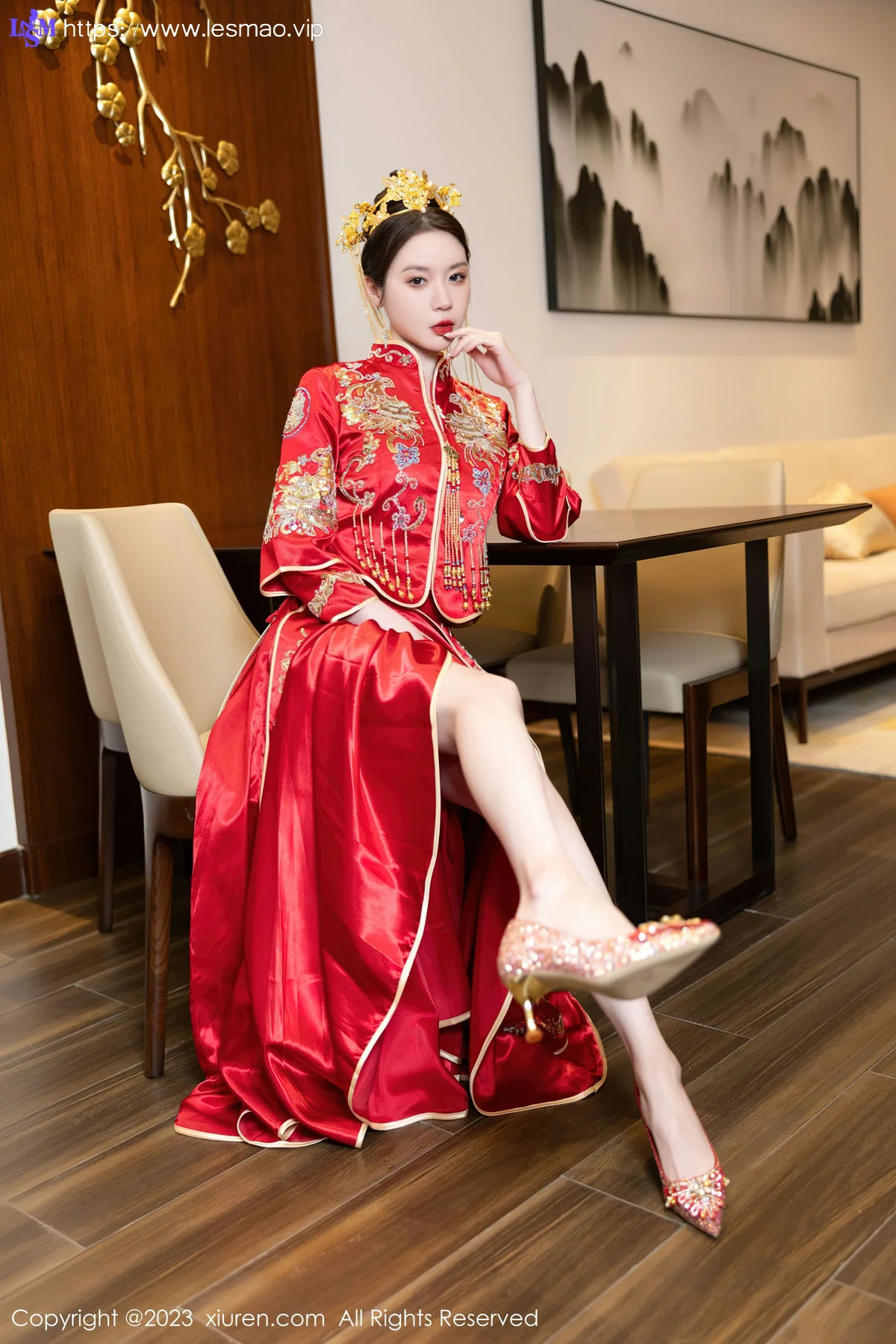 XiuRen 秀人 No.7766  梦心玥 红色中式婚服安吉旅拍111 - 2