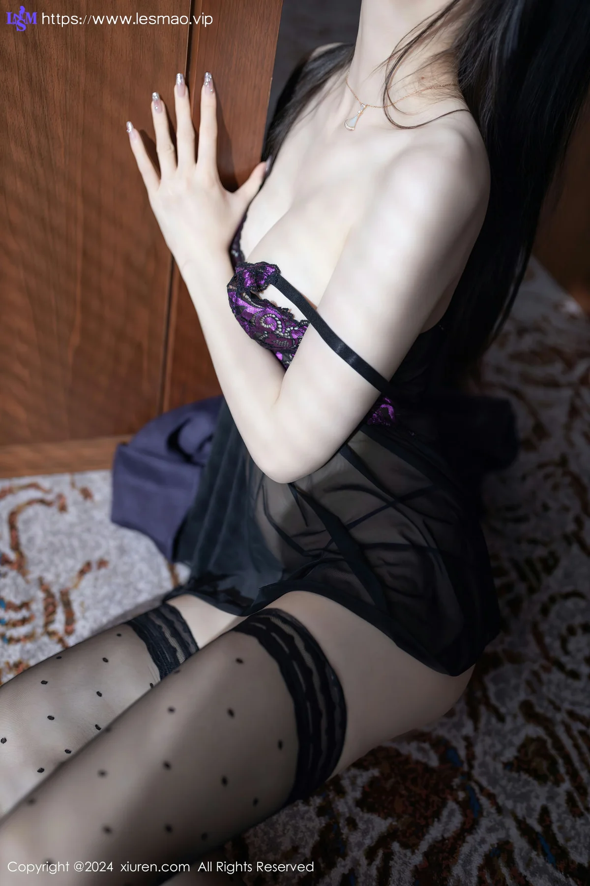 XiuRen 秀人 No.8195  小逗逗 紫色蕾丝情趣内衣性感写真11 - 10