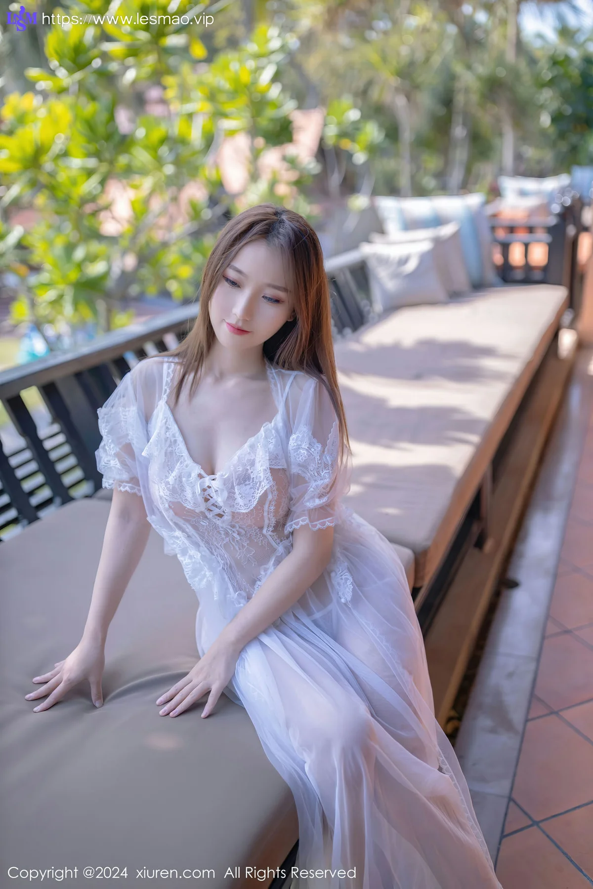 XiuRen 秀人 No.8302 杏子Yada 白色薄纱长裙性感写真3 - 6