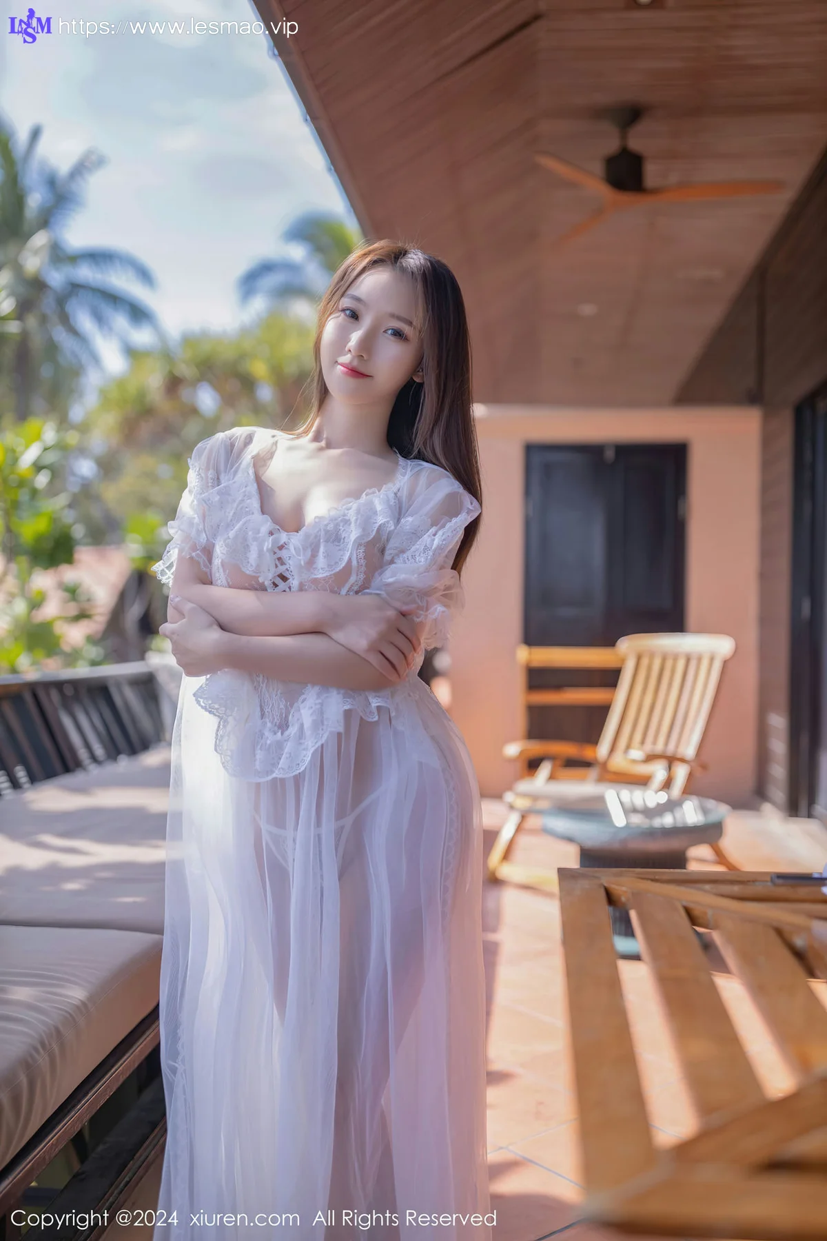 XiuRen 秀人 No.8302 杏子Yada 白色薄纱长裙性感写真3 - 8