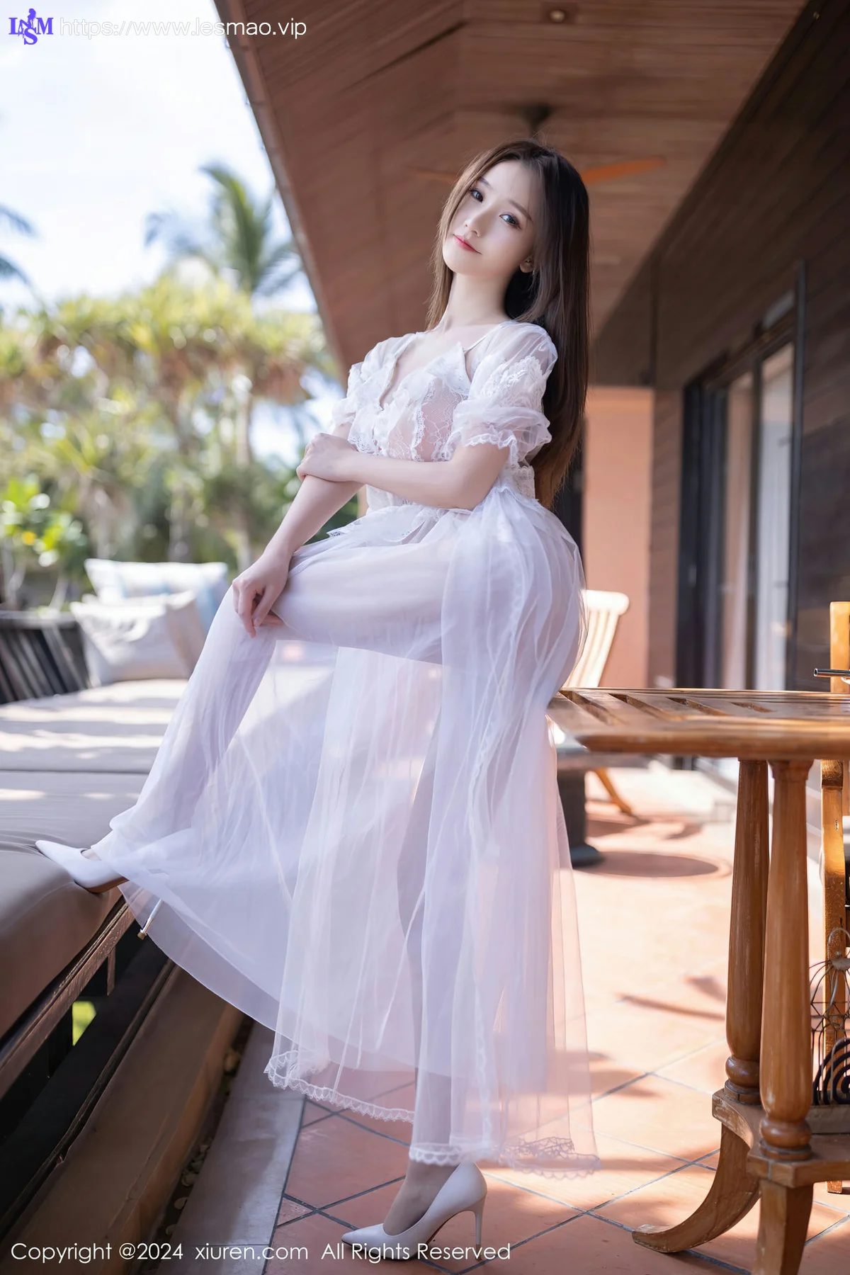 XiuRen 秀人 No.8302 杏子Yada 白色薄纱长裙性感写真3 - 9