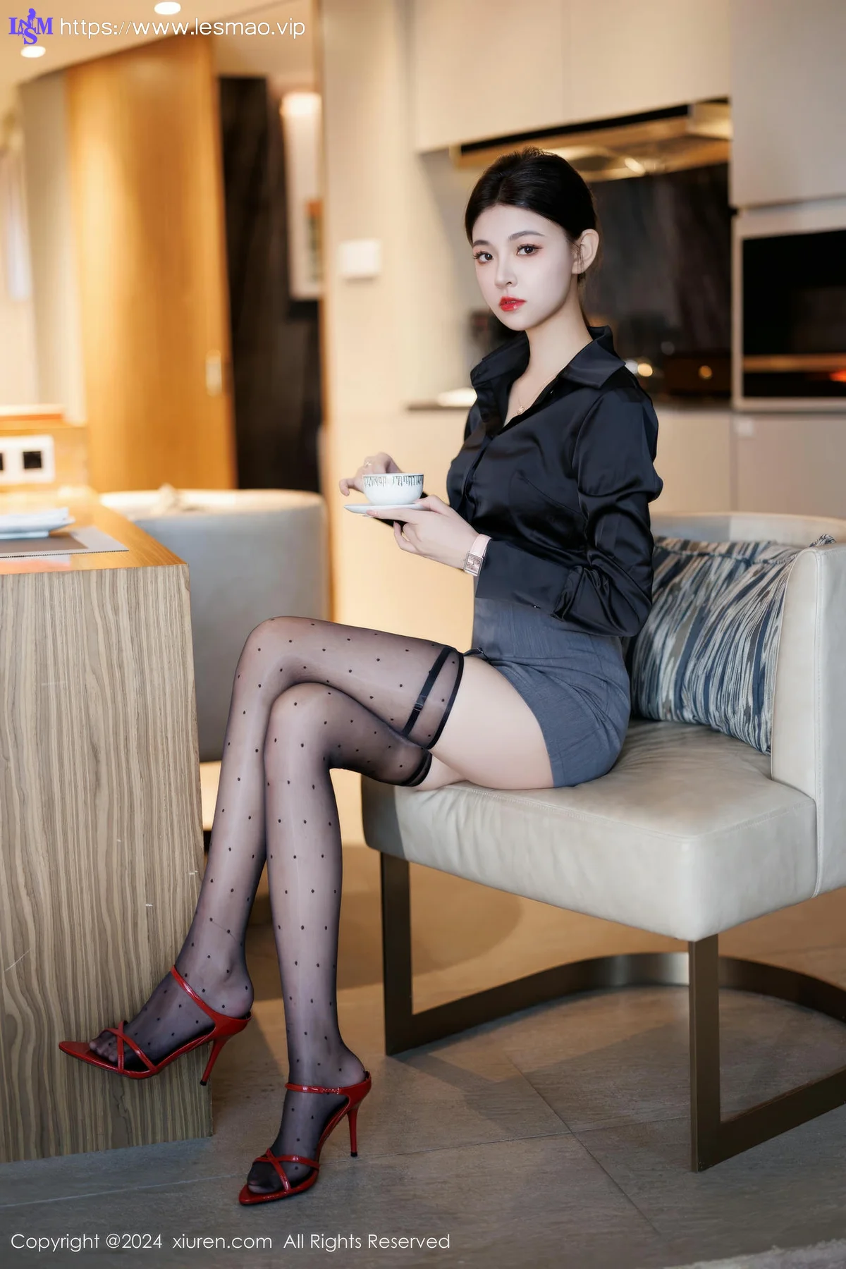 XiuRen 秀人 No.9604 初梦瑶 吊袜美腿黑丝 - 6
