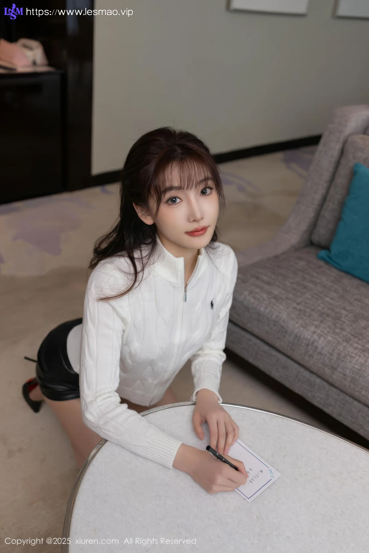 XiuRen 秀人 No.9852 陆萱萱 黑色皮裙情趣内衣 - 5