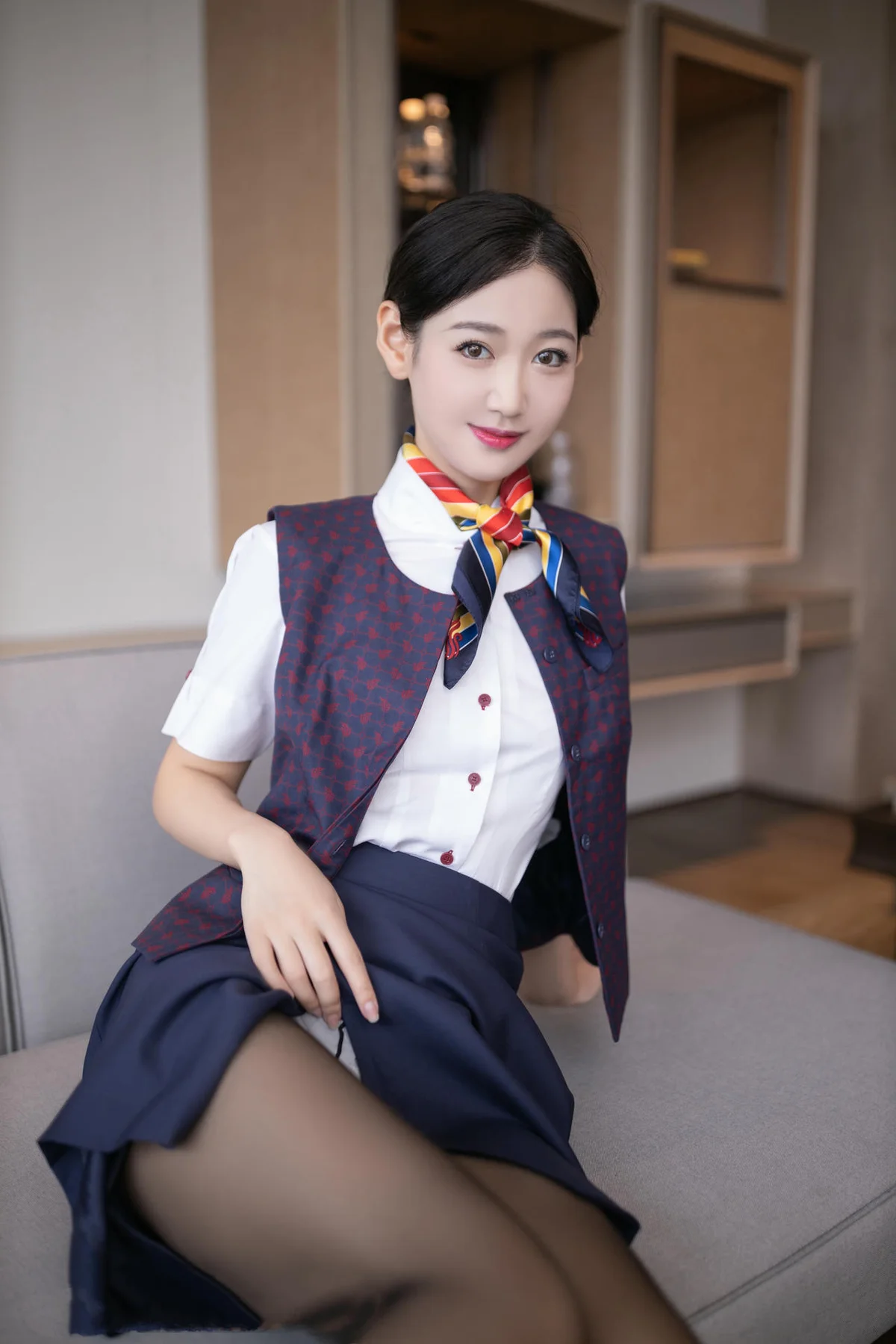 XiuRen 秀人 No.N114 唐安琪空姐制服国航空姐 - 7