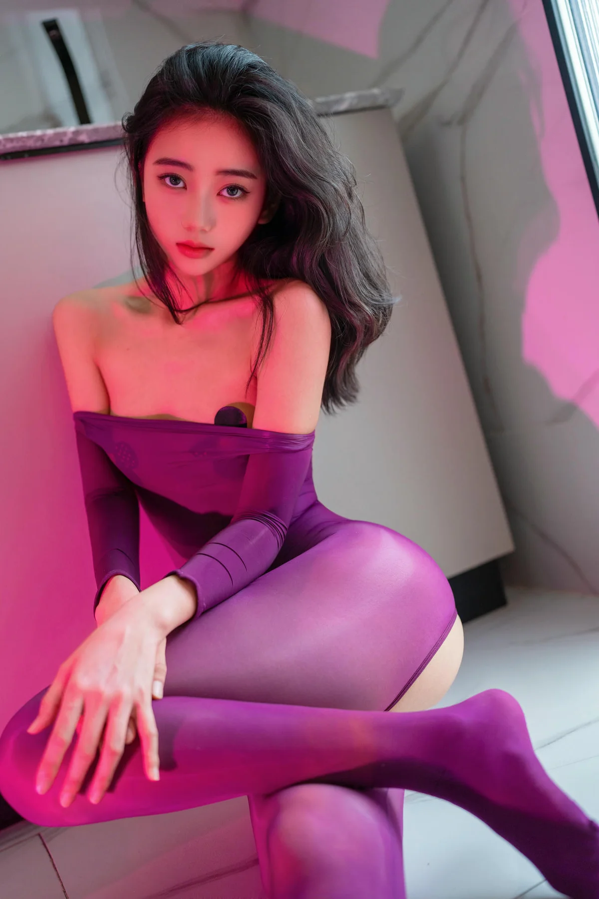 XiuRen 秀人 No.N141 时安安长腿连体紫色丝袜 - 8