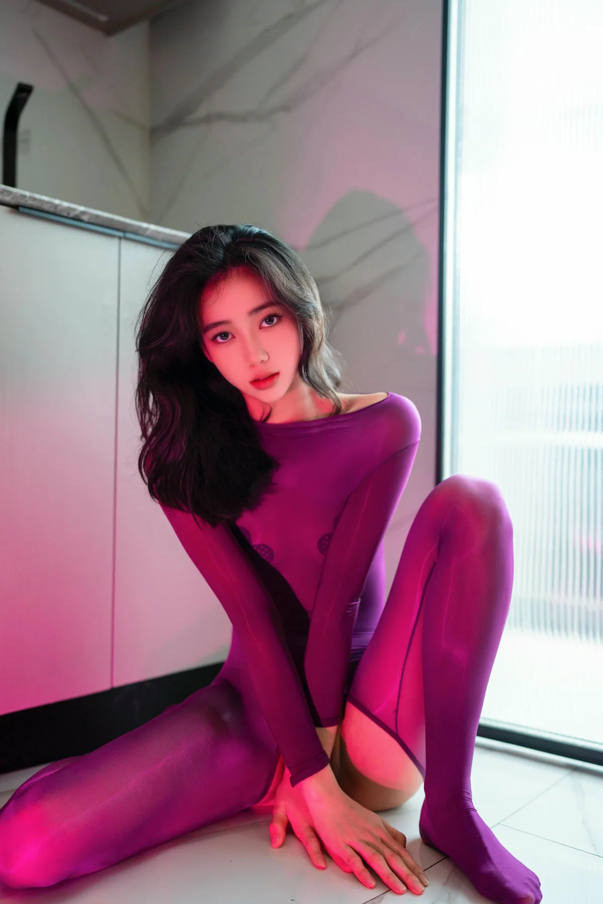 XiuRen 秀人 No.N141 时安安长腿连体紫色丝袜 - 6