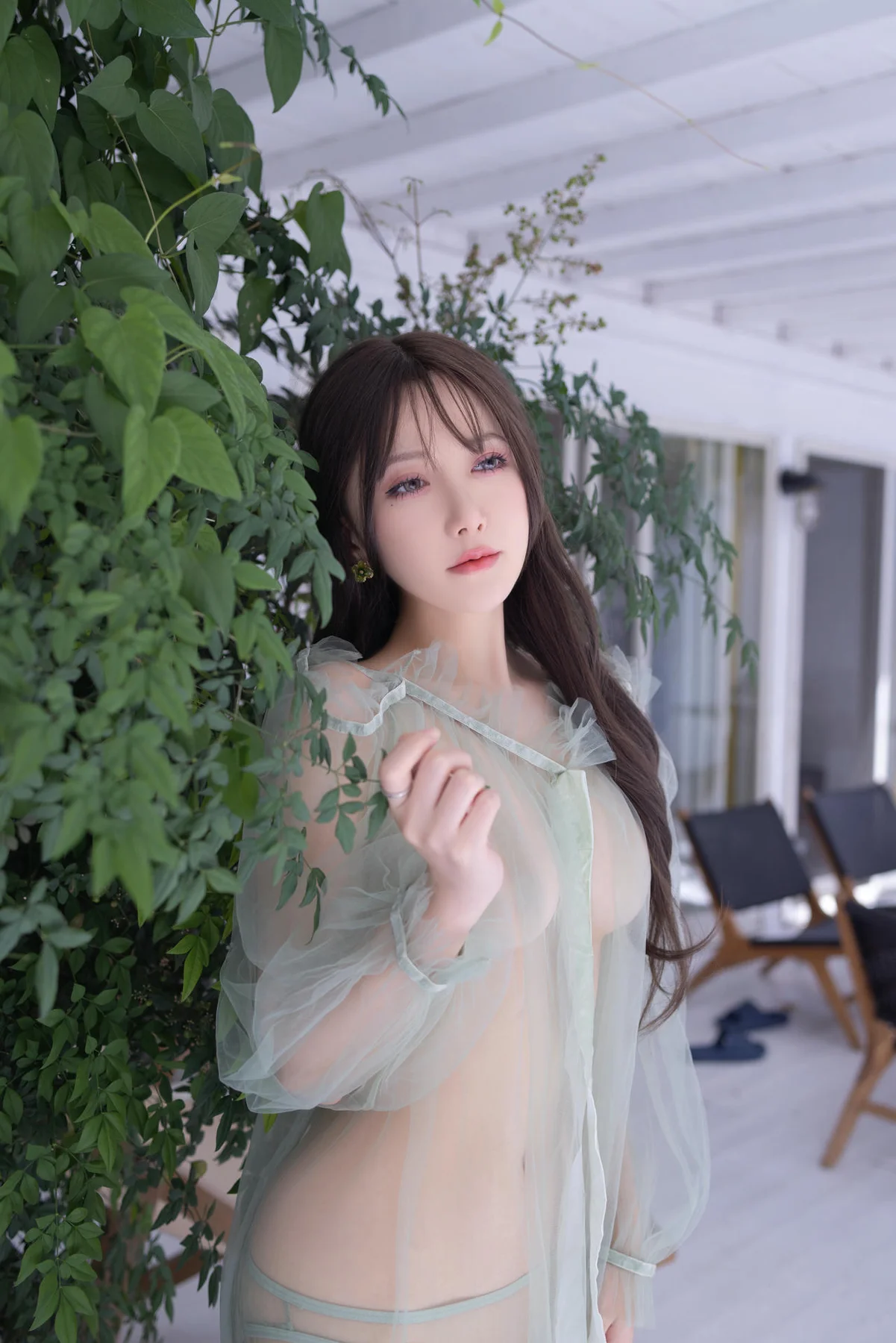 XiuRen 秀人 No.N233 鱼子酱Fish绿色薄纱透视美腿 - 10