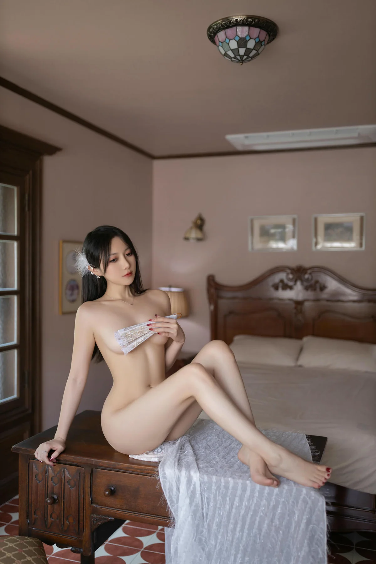 XiuRen 秀人 No.N305 鱼子酱Fish白色透视蕾丝 - 7