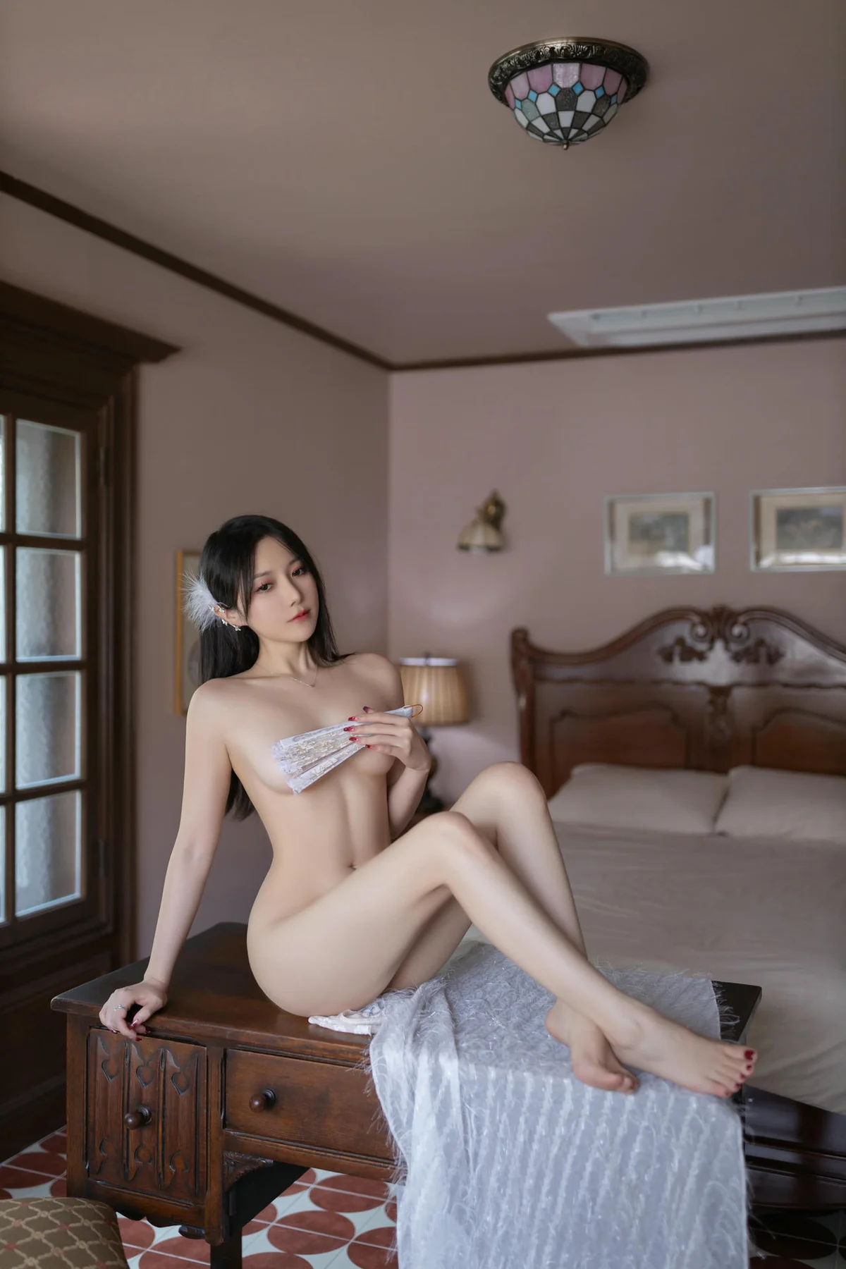 XiuRen 秀人 No.N305 鱼子酱Fish白色透视蕾丝 - 8