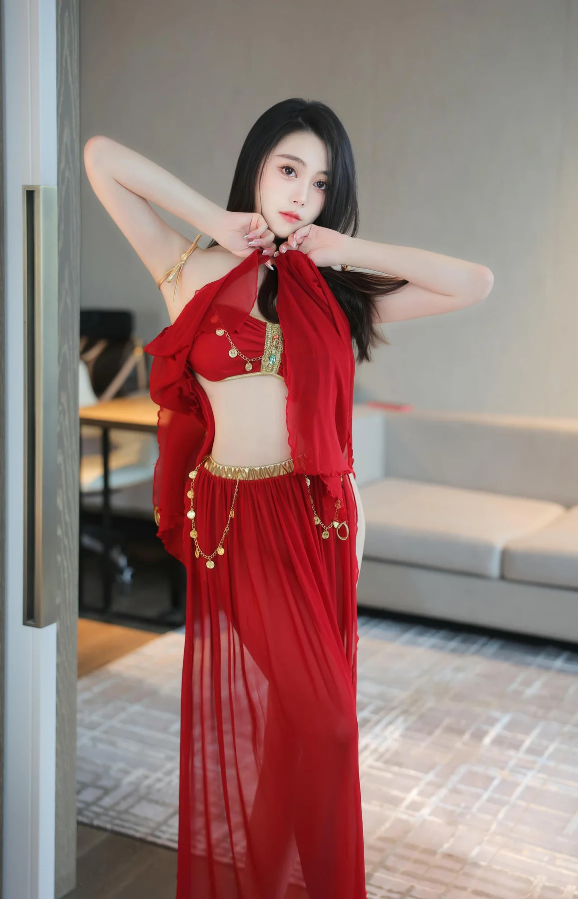 XiuRen 秀人 No.N306 清妙红色长腿舞裙 - 6