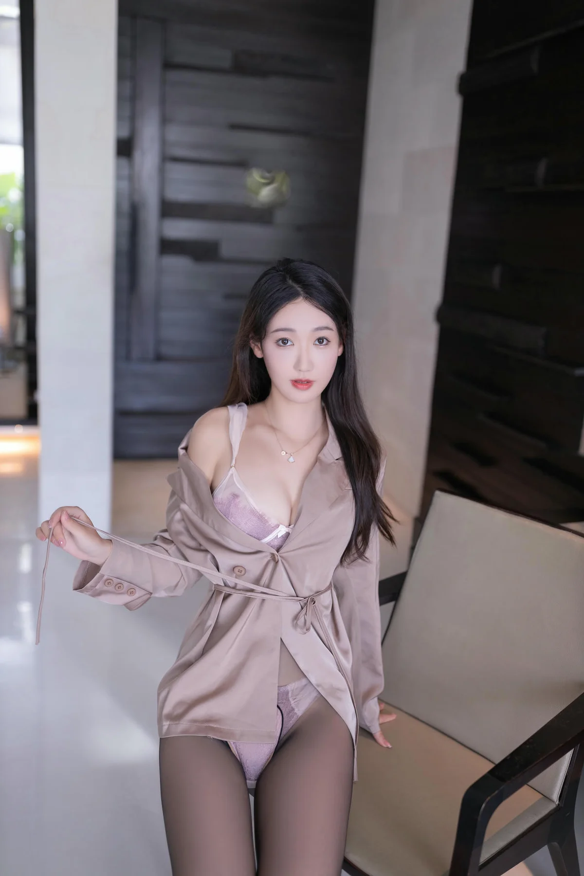 XiuRen 秀人 No.N320 唐安琪超薄黑丝紫色内衣 - 1