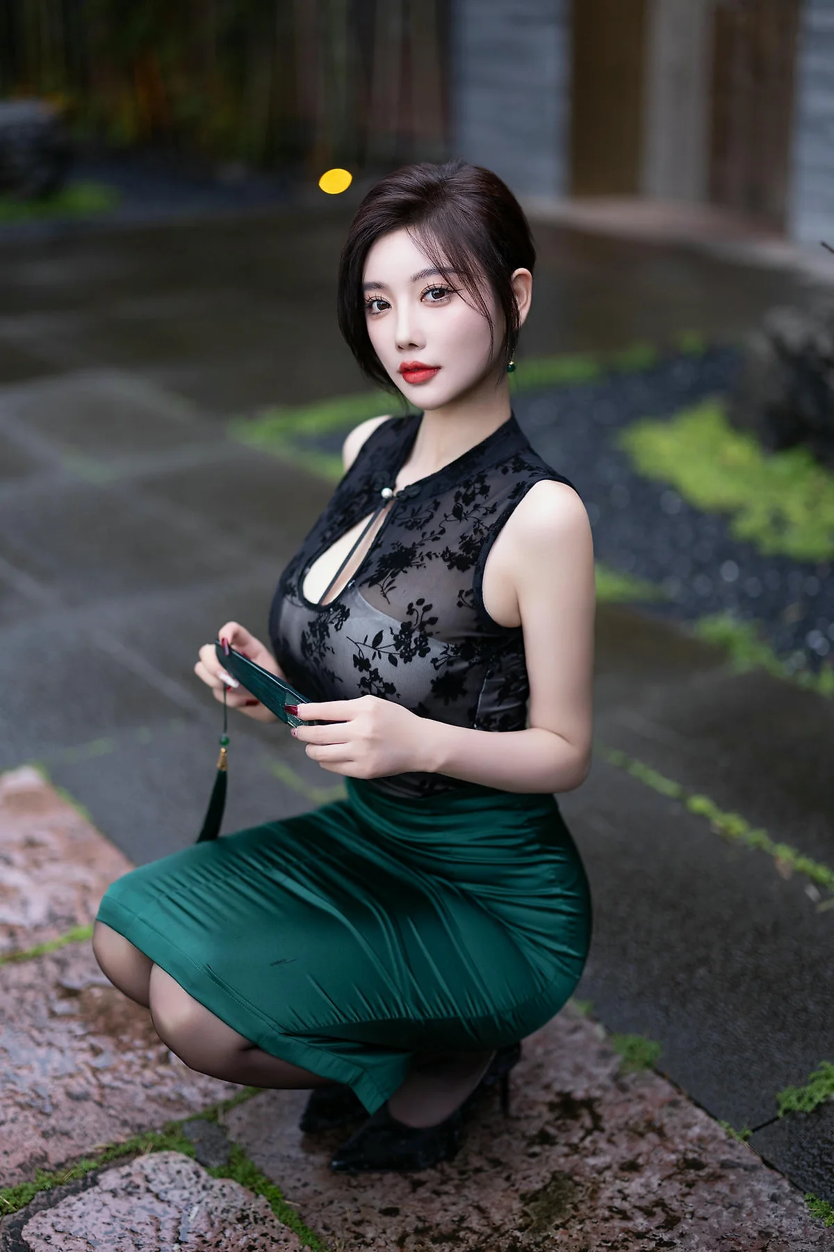 XiuRen 秀人 No.N471 杨晨晨绿色长裙黑丝长腿 - 9
