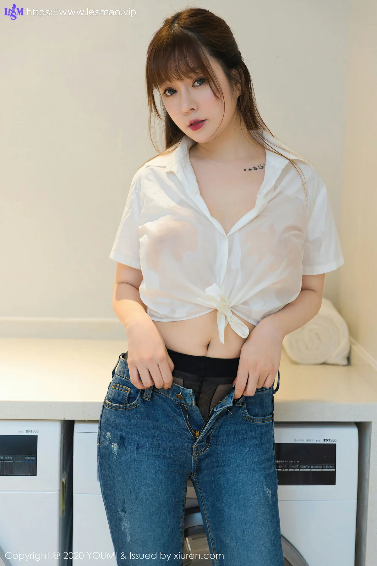 YOUMI 尤蜜荟 Vol.522 湿身诱惑 王雨纯 性感牛仔 妩媚熟女 - 1
