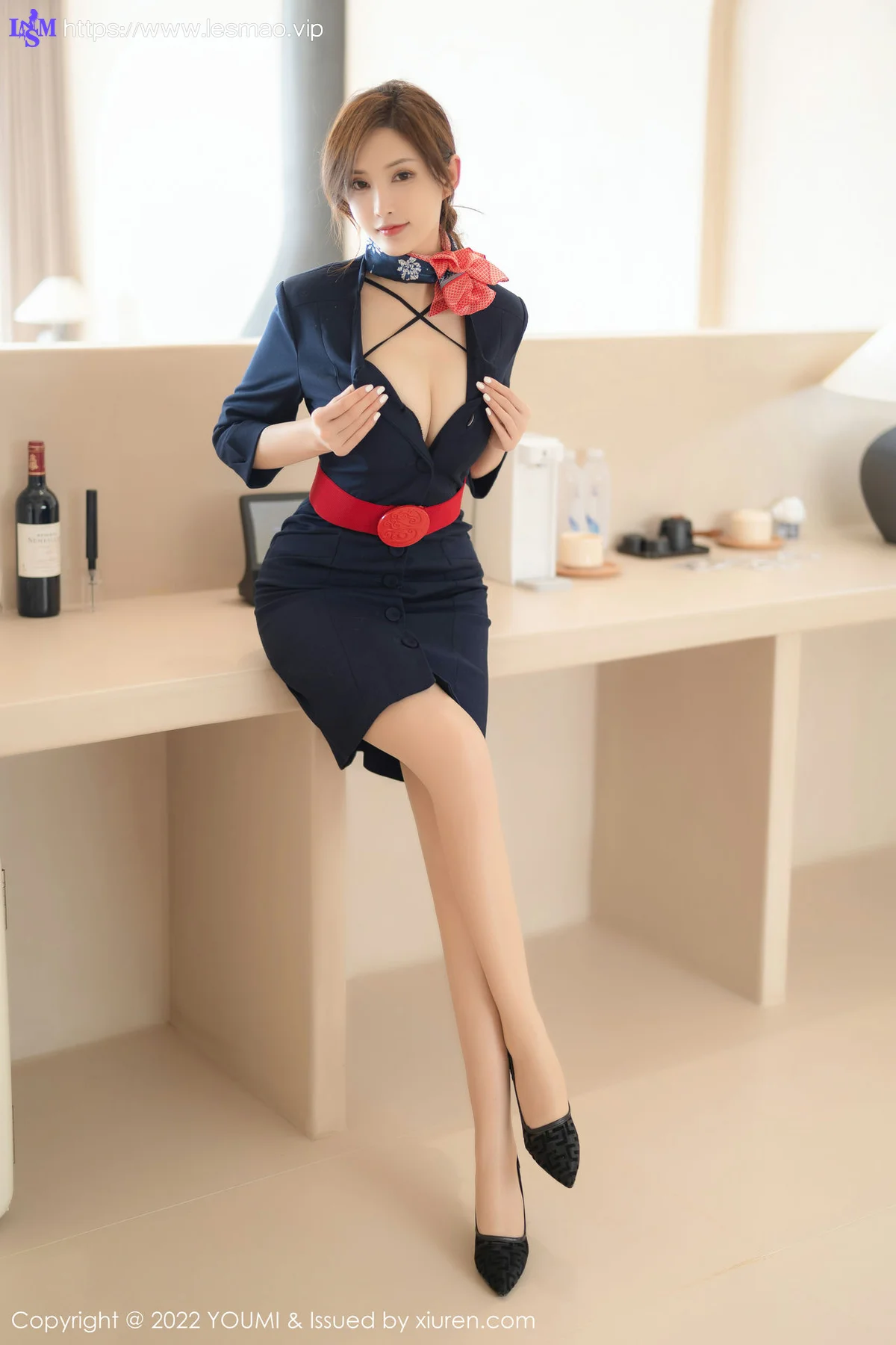 YOUMI 尤蜜荟 Vol.858 奶瓶土肥圆矮挫丑黑穷 空姐制服诱惑大... - 6