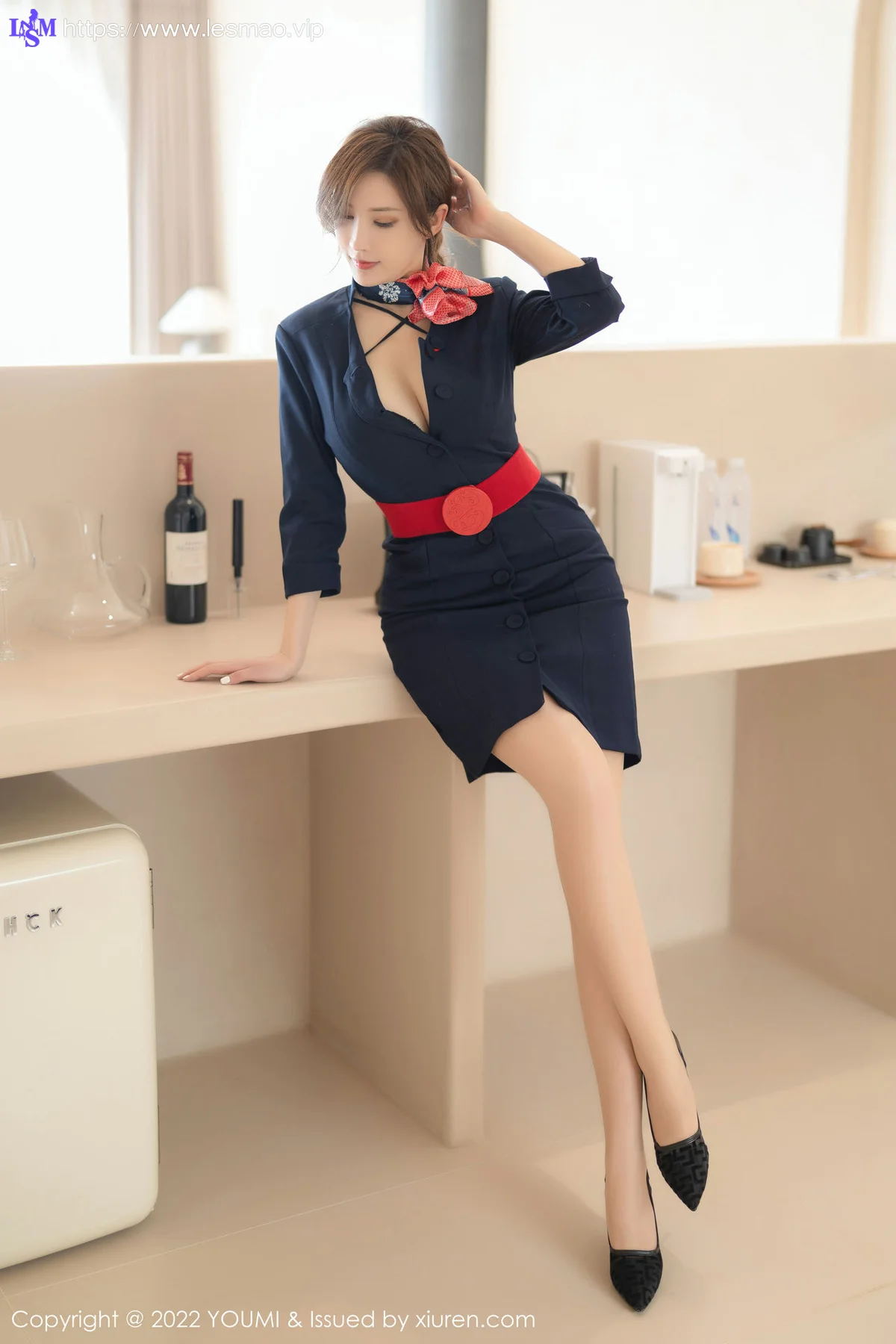 YOUMI 尤蜜荟 Vol.858 奶瓶土肥圆矮挫丑黑穷 空姐制服诱惑大... - 8