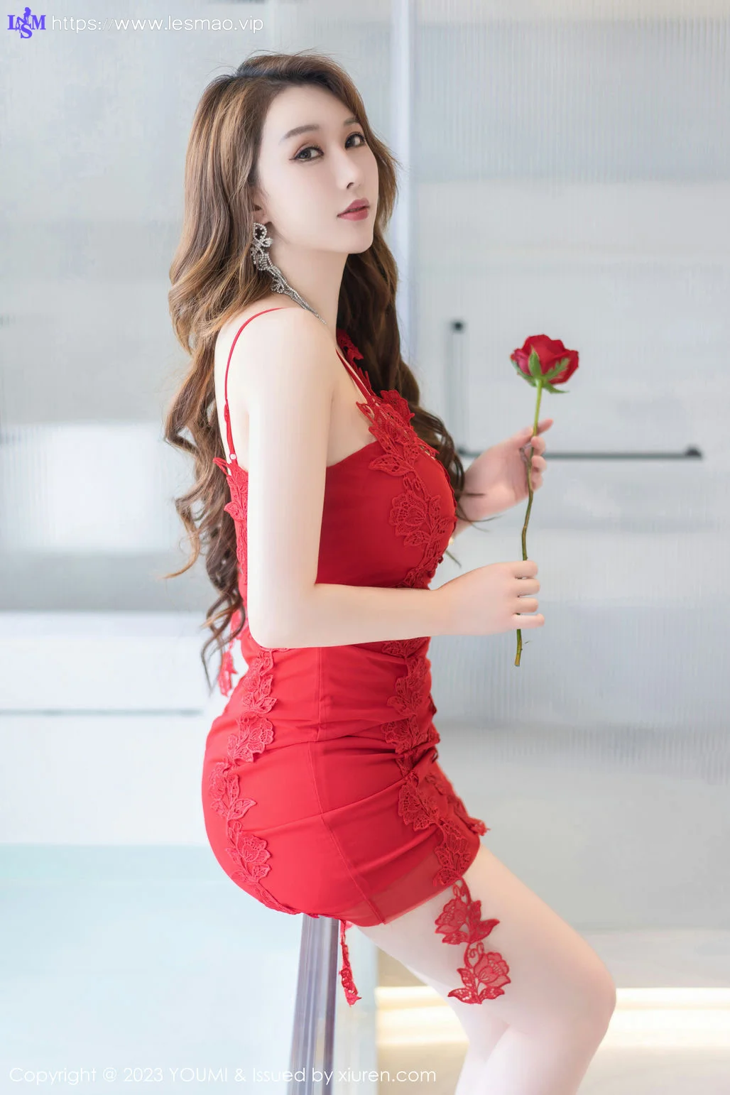 YOUMI 尤蜜荟 Vol.908 尤妮丝Egg 红色情趣睡裙性感写真 - 4